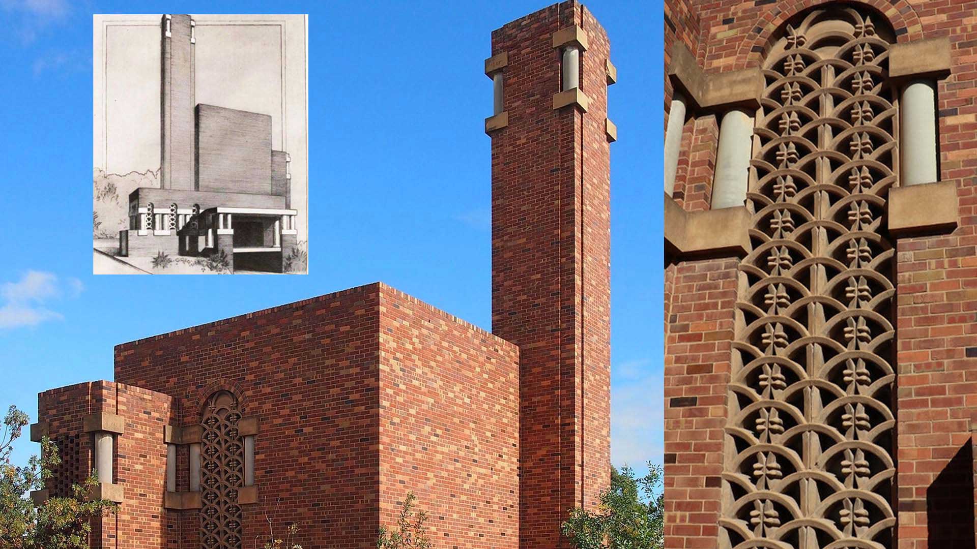 Decorative incinerator by Canberra's designer Walter Burley Griffin a ...